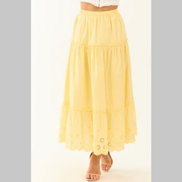 NEW HYFVE Tiered Eyelet Maxi Skirt L - Picture 11 of 16